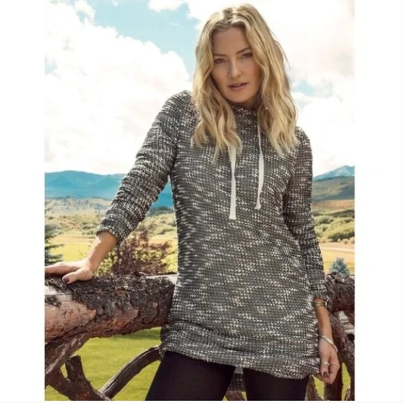 Fabletics Dresses & Skirts - Fabletics Black White Yukon Hooded Sweater Dress S